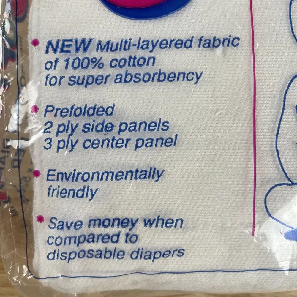 VTG Cloth 100% Cotton Diapers Birdseye Prefolded 14.5x20.5” 3 Layers NEW
